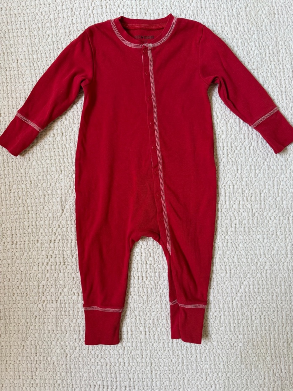 Cozy Red Kids One-Piece Footie with Contrast Stitching